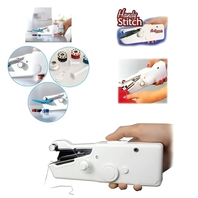 Close-up of thread tension control on portable mini stitcher